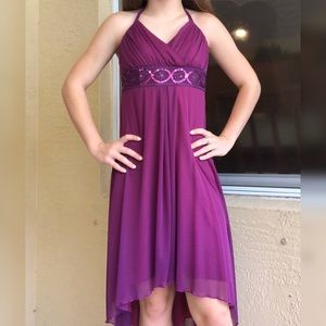 purple high low dress